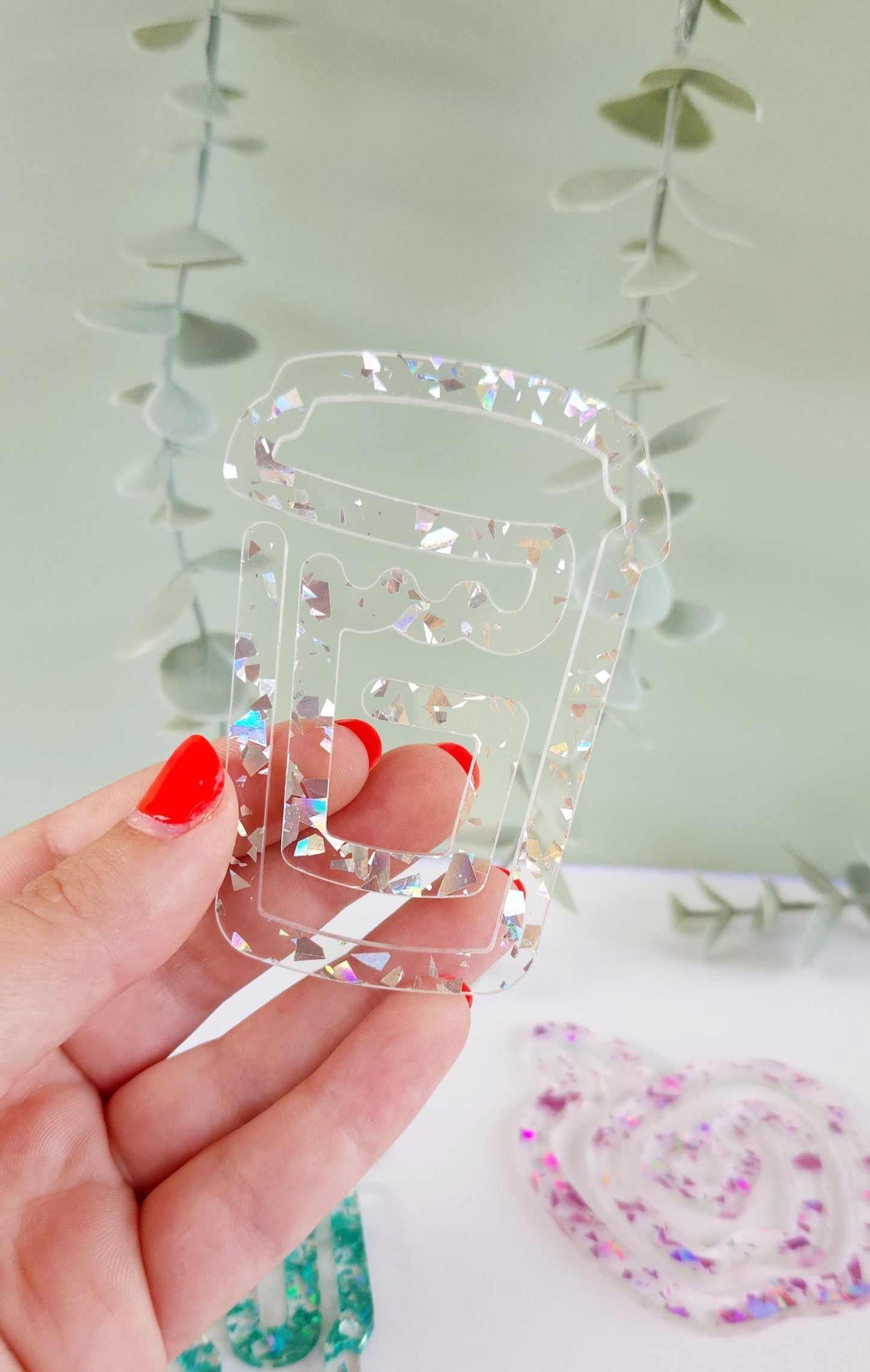 Jumbo Paperclips Glitter Acrylic