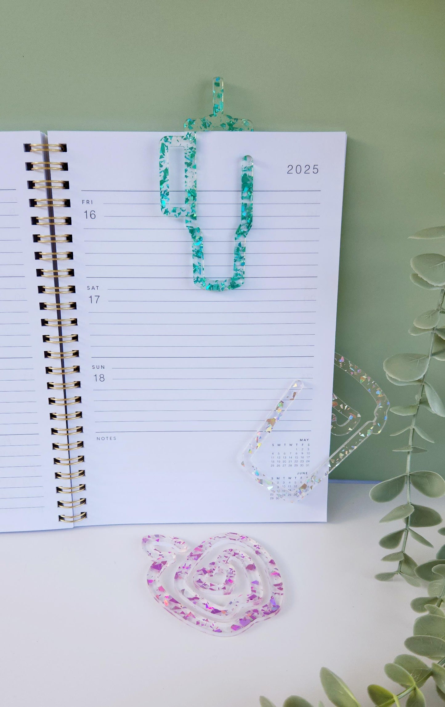 Jumbo Paperclips Glitter Acrylic