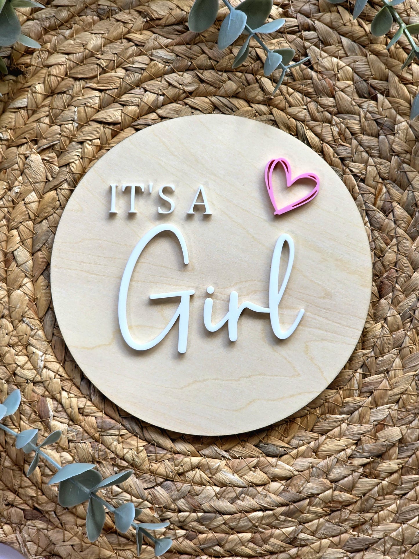 Reversable or Single Sided It's a Boy/Girl Circle Gender Announcement