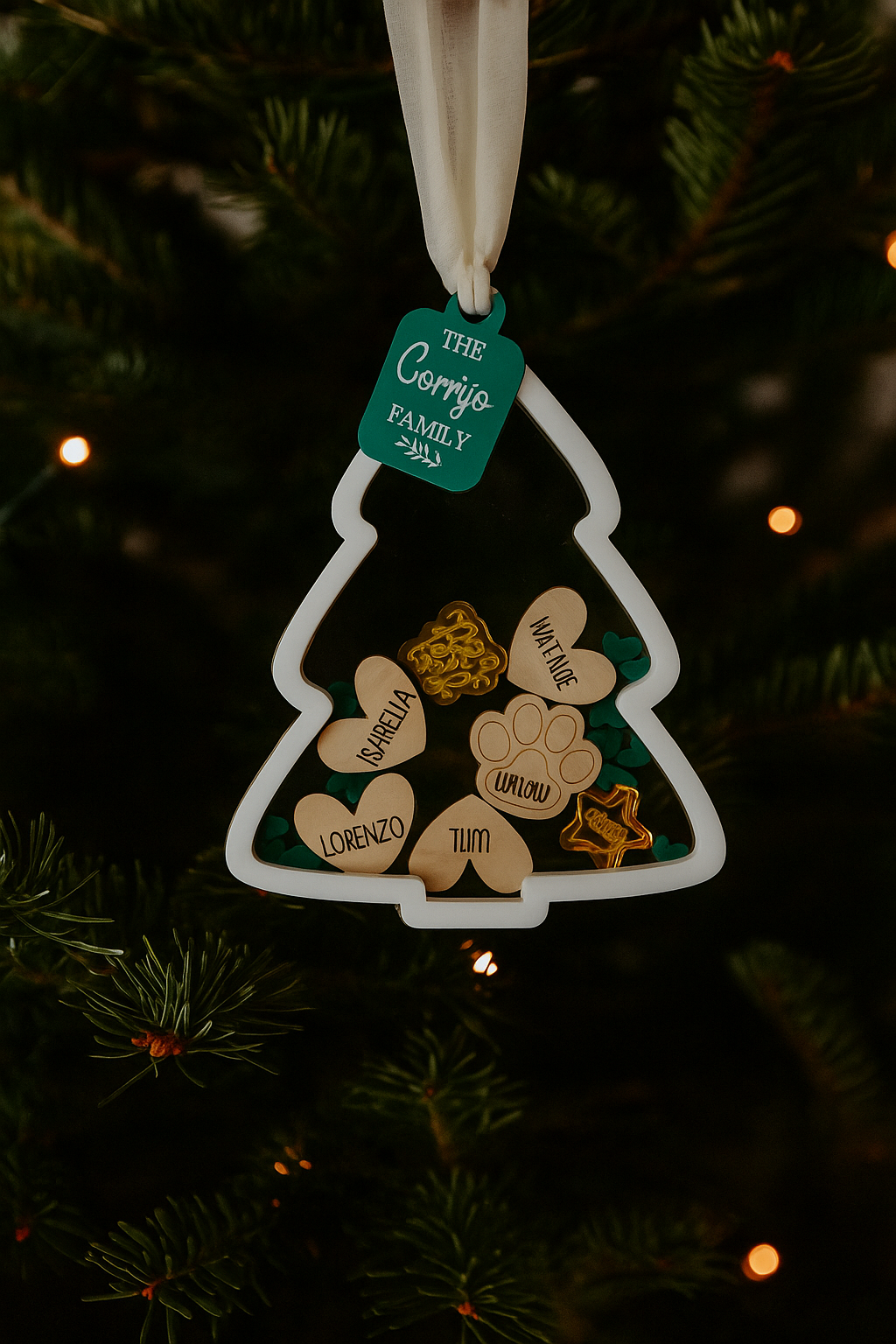 Family Christmas Tree Shaker Ornament