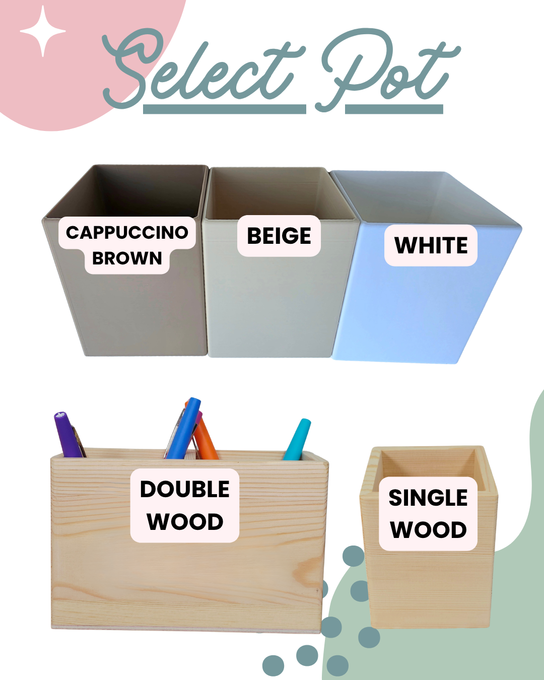 Personalised Pencil Pots - Plastic & Wood