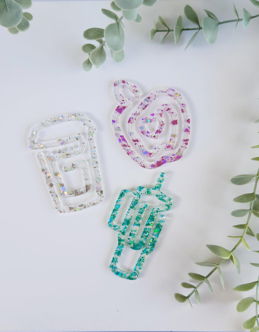 Jumbo Paperclips Glitter Acrylic