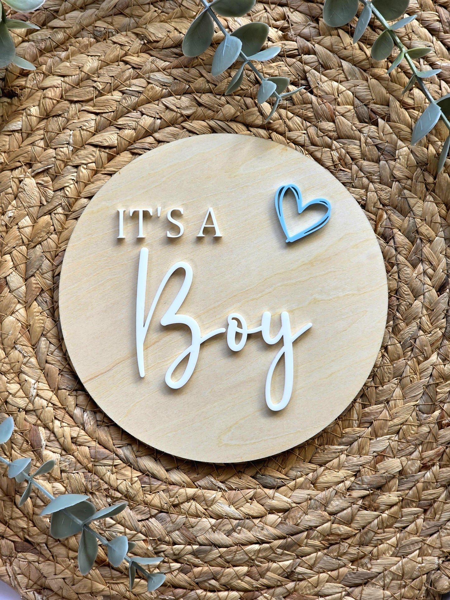 Reversable or Single Sided It's a Boy/Girl Circle Gender Announcement