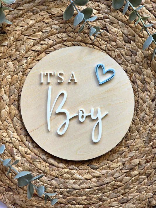 Reversable or Single Sided It's a Boy/Girl Circle Gender Announcement