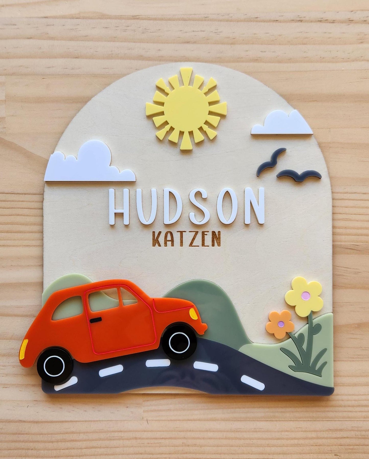 Car Layered Name Sign