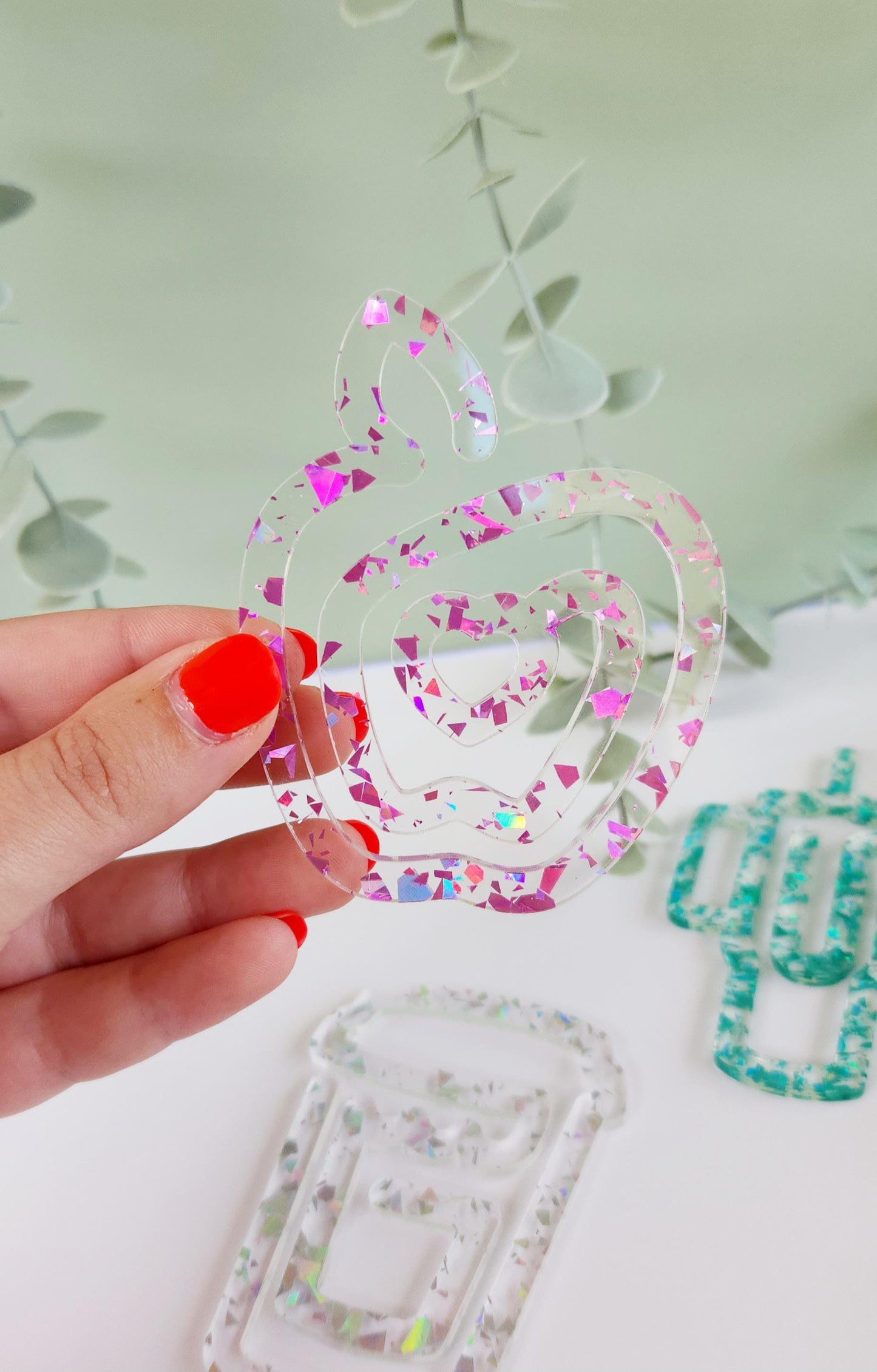 Jumbo Paperclips Glitter Acrylic