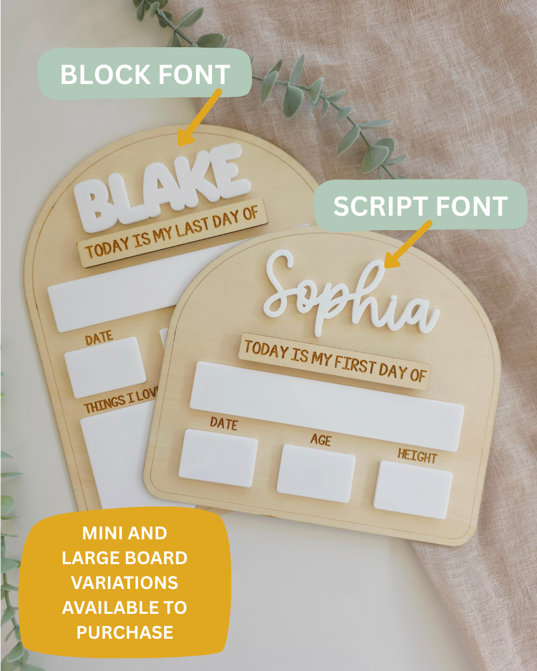 Large Arch First Last Day Interchangeable Board