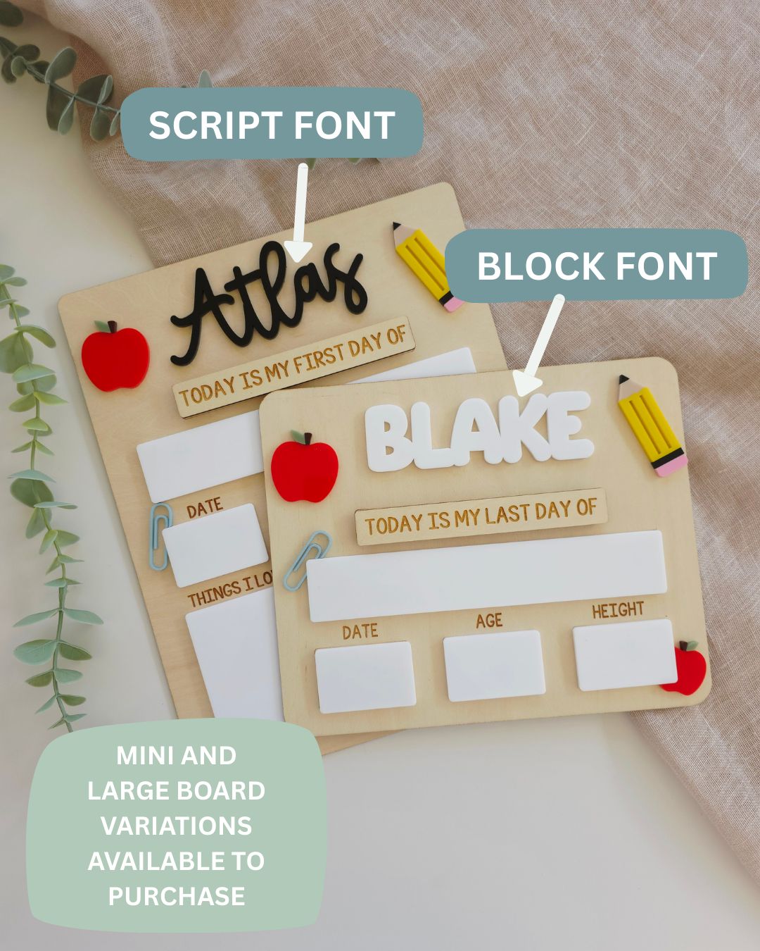 Large Back to School First Last Day Interchangeable Board