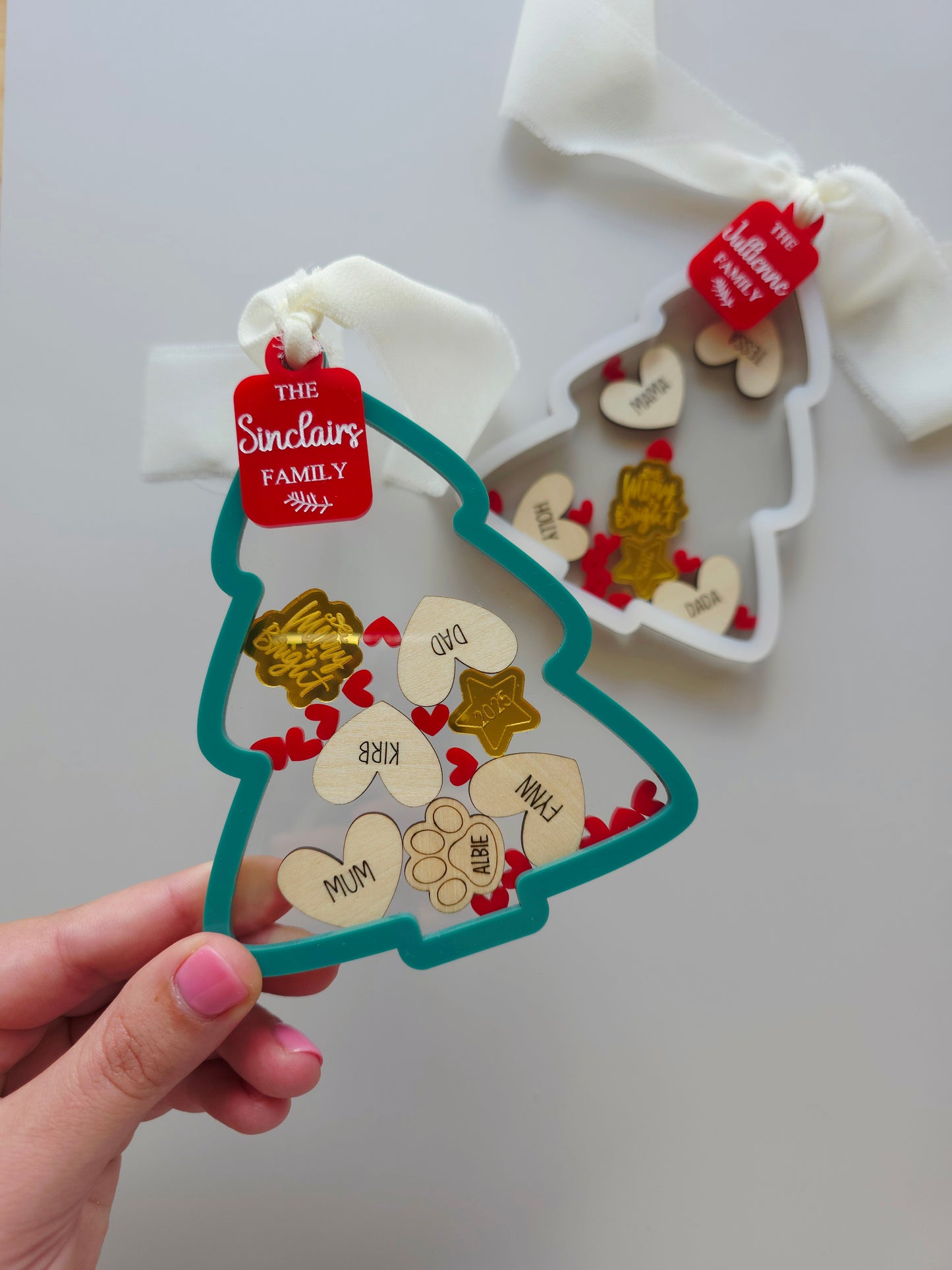Family Christmas Tree Shaker Ornament