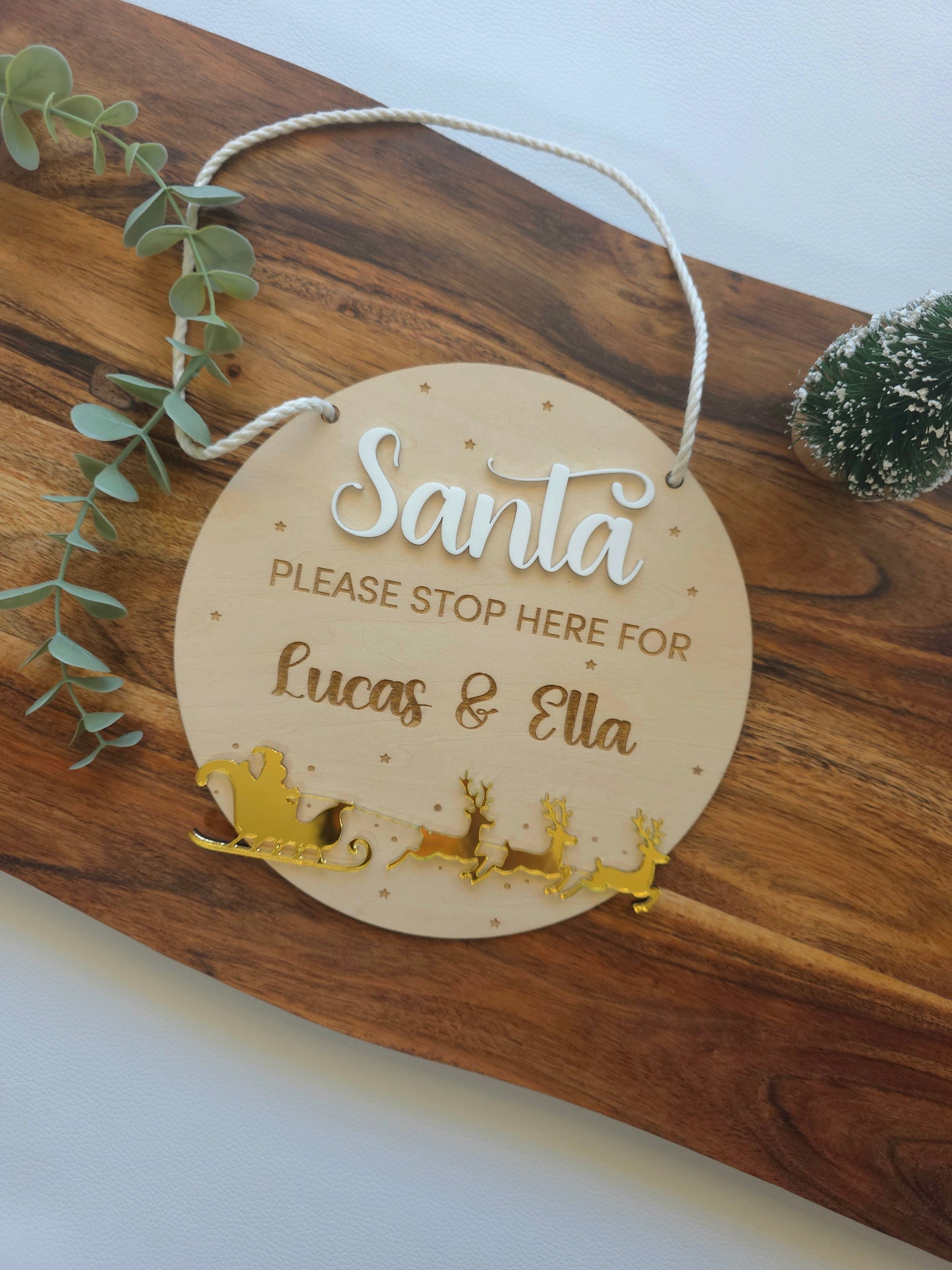 Personalised Santa Sleigh & Reindeer Sign