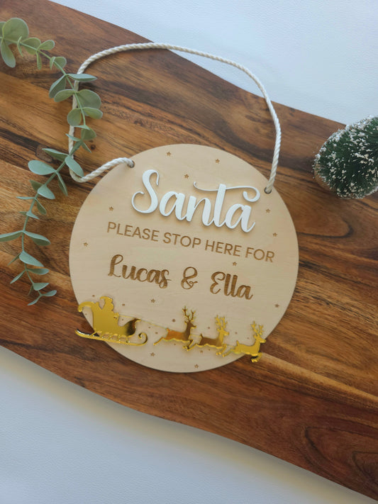 Personalised Santa Sleigh & Reindeer Sign