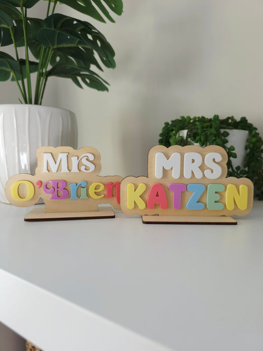 Personalised Teacher Name Desk Stand