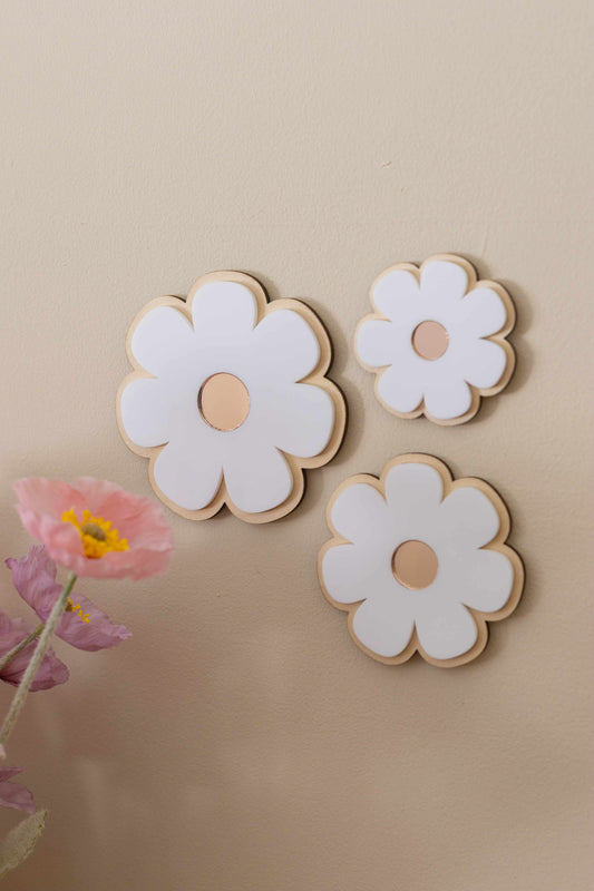 Acrylic & Wood Flower Trio – Set of 3